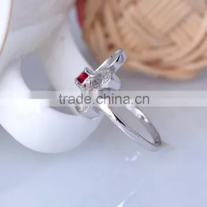 925 Sterling Silver Red Eye Rabbit Ring for Women With Ruby thumbnail-3