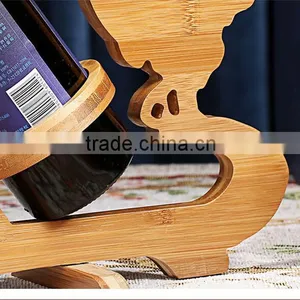 WR003/100% Bamboo Material Hot Sale Rooster Shaped Folding Bamboo Wine Rack thumbnail-6