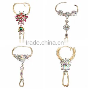 Crystal Foot Hand Chain Jewelry Barefoot Sandals Anklet With Toe Ring thumbnail-3