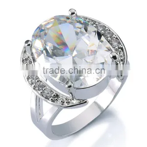 Sparkling Big White Cubic Zircon Ring 18k Gold Plated Jewelry for Wedding Party Size#6,7,8 thumbnail-1