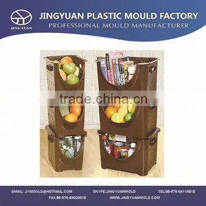 Taizhou OEM Plastic Household Fruit Storage Crate Mould Supplier,commodity Injection Vegetable Stackable Basket Mold Manufacture thumbnail-1