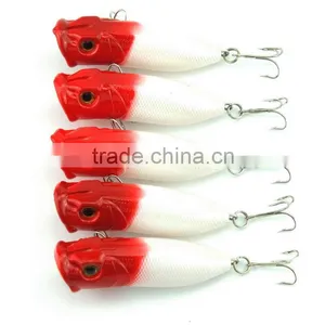 5pcs Plastic Popper Fishing Lures Bass CrankBaits Hooks Tackle 6.5cm/11.8g thumbnail-1