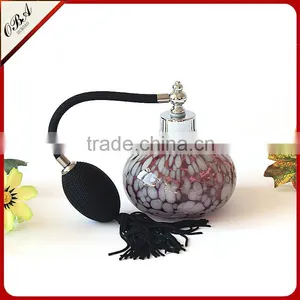 OUBOAO Handmade Circular Shape Purple Glass Airbag Sprayer Pump Perfume Bottle With White Point thumbnail-2