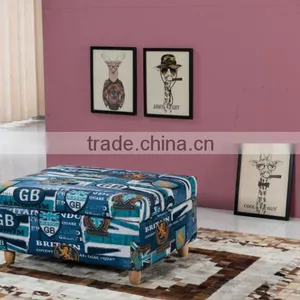 China Suppier Fabric Square Ottoman Stool thumbnail-2