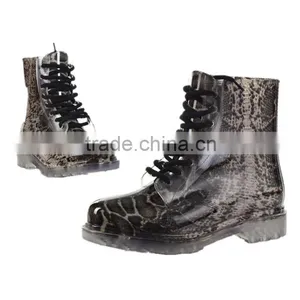 Lace-Up Women's PVC Rain Boots Water Resistant Rain Shoes Snake Skin Printed Waterproof Ladies Galoshes thumbnail-4