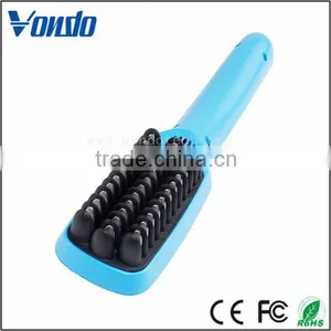 Customized Logo 2 IN 1 Electric Brush Hair Straightener Blue thumbnail-1