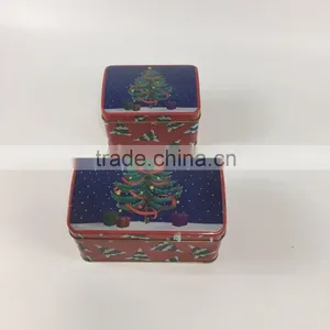 2017 New Design Custom Printed Small Square Tin Gift Box Can 2pc Set thumbnail-6