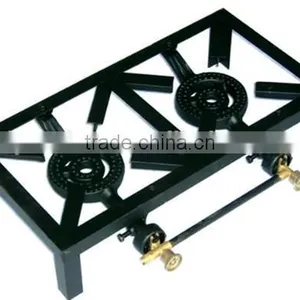 Black Steel Frame Gas Stove Cast Iron Gas Cooker Two Burners Gas Cooker thumbnail-1