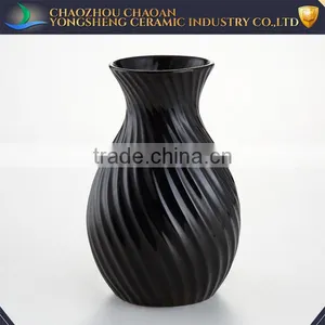 Black Ceramic Art Vase Table Vase Home Decoration 8'' thumbnail-1