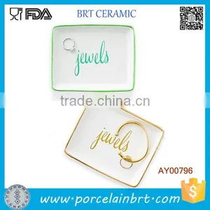 Ceramic Gold Rim Jewelry Trinkets Tray thumbnail-1