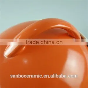Ceramic Soup Pot/orange Cooking Soup Pot/small Tureen Unique Shape Orange Color Glazed thumbnail-4