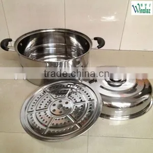 2 Layers Stainless Steel Steamer Pot With Bakelite Handle thumbnail-1