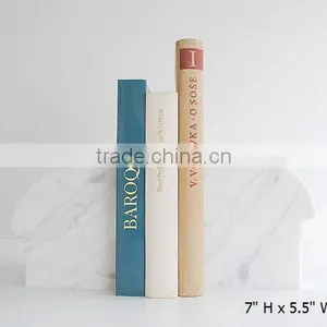 Simple Home Library Office Decor Minimalist Bookends White Carrara Marble Contemporary Bookend Stand thumbnail-5