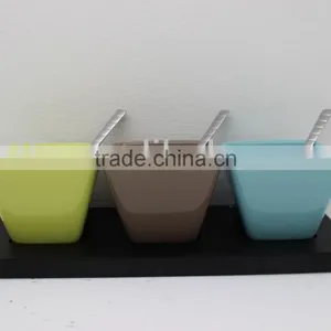 Colorful Wooden Snack Tray With Ceramic Bowl and Stainless Steel Spoon thumbnail-1