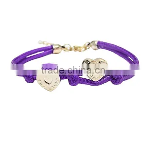Double Hearts Wax Cord Braided Bracelet Handmade Friendship Bracelet thumbnail-4