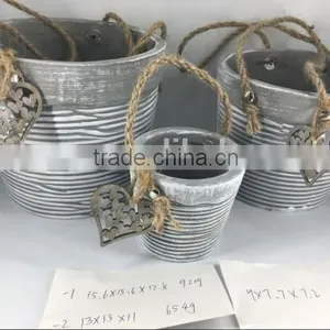 Cement Flower Pot With Rope Handle for Garden Deco thumbnail-4