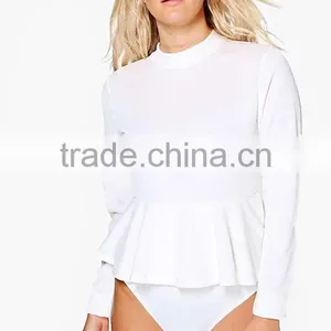 2016 Fashion Wholesale Custom Sexy Girl Plus Size Long Sleeve Plain Red Women Bodysuit thumbnail-4