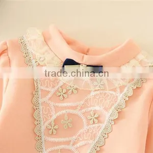 2015 New Design Girls T-shirts With Lace Design Sweet Girl T-shirt With Plush in Side thumbnail-5
