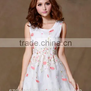 2015 Summer Autumn Vestidos New Korean Women Casual Bohemian Floral Leopard Sleeveless Vest Printed Beach Chiffon Dress thumbnail-1