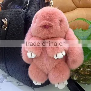 Myfur Popular Lady Bag Charm Real Rabbit Fur Key Ring Car Accessory thumbnail-5