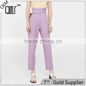Hot Design Lavender Empire Waist Summer Trousers With Belt Loop thumbnail-1