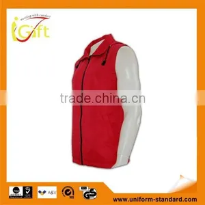 China Manufactory High Quality Custom Made Sublimation Plain Nylon Hooded Vest thumbnail-1