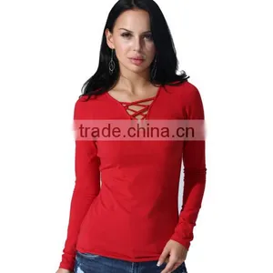 Spring Foreign Trade the Original Single Large Size T-shirt Female Cotton Pure Color Bind Coat thumbnail-3
