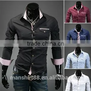 Stylish Contrast Color Slim Fit Dress Shirt thumbnail-2