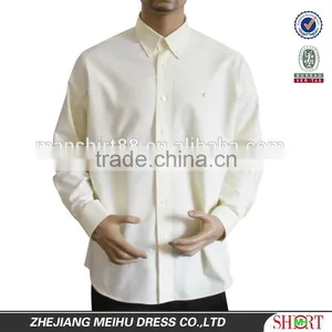 New Men's Light Yellow Oxford Button-down Collar Dress Shirt With Long Sleeve thumbnail-1