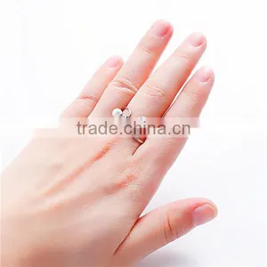 Unadjustable Rings Silver Tone White Imitation Pearl thumbnail-3