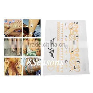 Factory Direct Price Mixed Pattern Gilding Water Transfer Printing Large Size Waterproof Paper Temporary Tattoos Sticker thumbnail-1