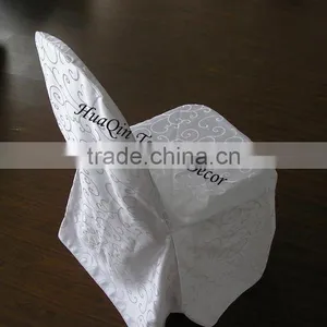 White Damask Jacquard Chair Cover Wedding Banquet Chair Cover thumbnail-1