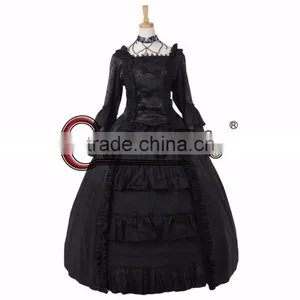 Black Ball Gown Medieval Dress Cosplay Costume Women's Fancy Dress Custom Made thumbnail-1