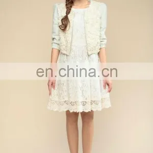 Fashion 3D Stereo Flowers Embroidery Half Sleeve Dress thumbnail-1