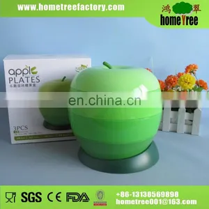 2.13L Green Apple Shape Rotate Sectional Plastic Food Container thumbnail-1
