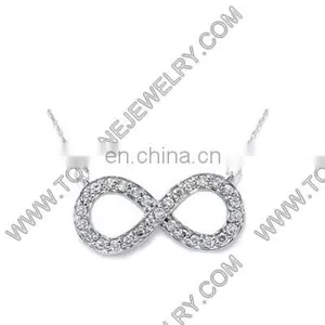 Cheap Wholesale Stainless Steel Infinity Women's Crystal Pendants Charms Necklaces Wedding Jewelry Gifts thumbnail-5