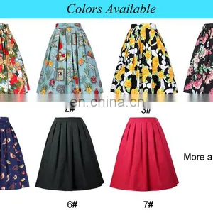 Grace Karin Women's Vintage Retro Pleated Black Cotton Skirt 7 Patterns CL010401-6 thumbnail-6