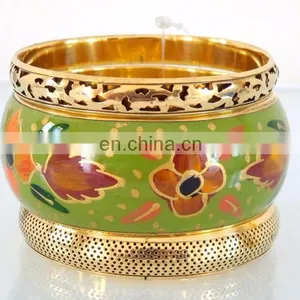 Green Horn Bracelet on Brass Wholesale Bangle Set-Fashion Bracelet Set-Bollywood Fashion Golden Color Imitation Kada Bracelets thumbnail-2