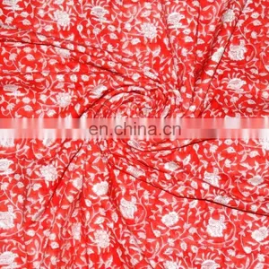 Hand Block Cotton Print Fabric Natural Sewing Indian Voile Fabric thumbnail-4