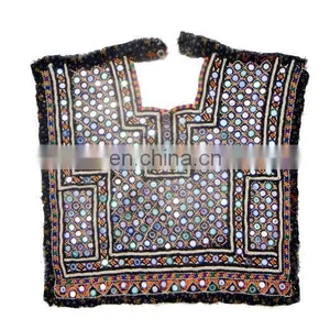 IIndian Vintage Handmade Neck Yoke Thread With Mirror ,Embroidery Work Applique Patch Sewing Craft.Big Vintage Banjara Neck Yoke thumbnail-3