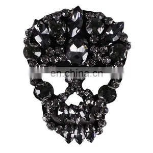 Fashion Beading Gray Rhinestones Skull Patches Badge for Jewelry Brooch thumbnail-1