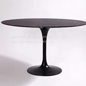 Oval Marble Top Tulip Dining Table With White/black Top thumbnail-2