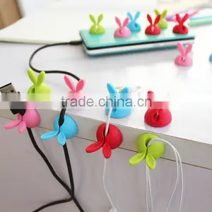 2016 Hot Sale Rabbit Ear Silicon Cable Organizer For Office Computer Winder Management Wire Storage Device USB Holder thumbnail-4