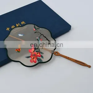 Chinese Style Multi-pattern Silk Embroidery Painting Handmade Fan With Wooden Handle and Tassel Pendant As Decorative Ornaments thumbnail-5