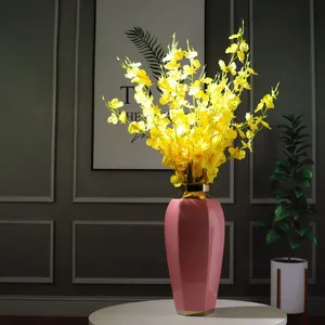 Chinese Jingdezhen Modern Simple Gild Pink Red Ceramic Vase for Showroom Bedroom thumbnail-4