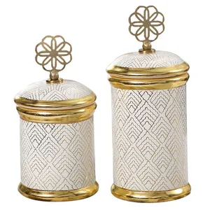 Nordic Light Luxury Moden White Blue Black Gold Storage Jar For Dining Room Decor thumbnail-5