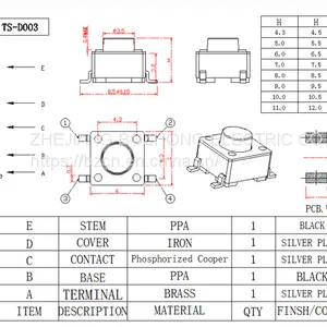 BZCN 6*6 TS-D003 Factory Direct Sale High Performance Tact Switches thumbnail-3