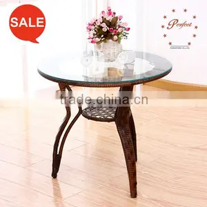 Outdoor RATTAN Armchair and Round Table WITH GLASS TOP thumbnail-2