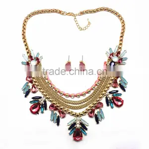 2015 Latest Fashion Cheap Alloy Jewelry Set Colorful African Acrylic Beads Jewelry Set thumbnail-1