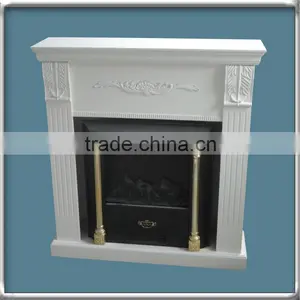 Modern White Fireplace Mantel With Carvings thumbnail-1